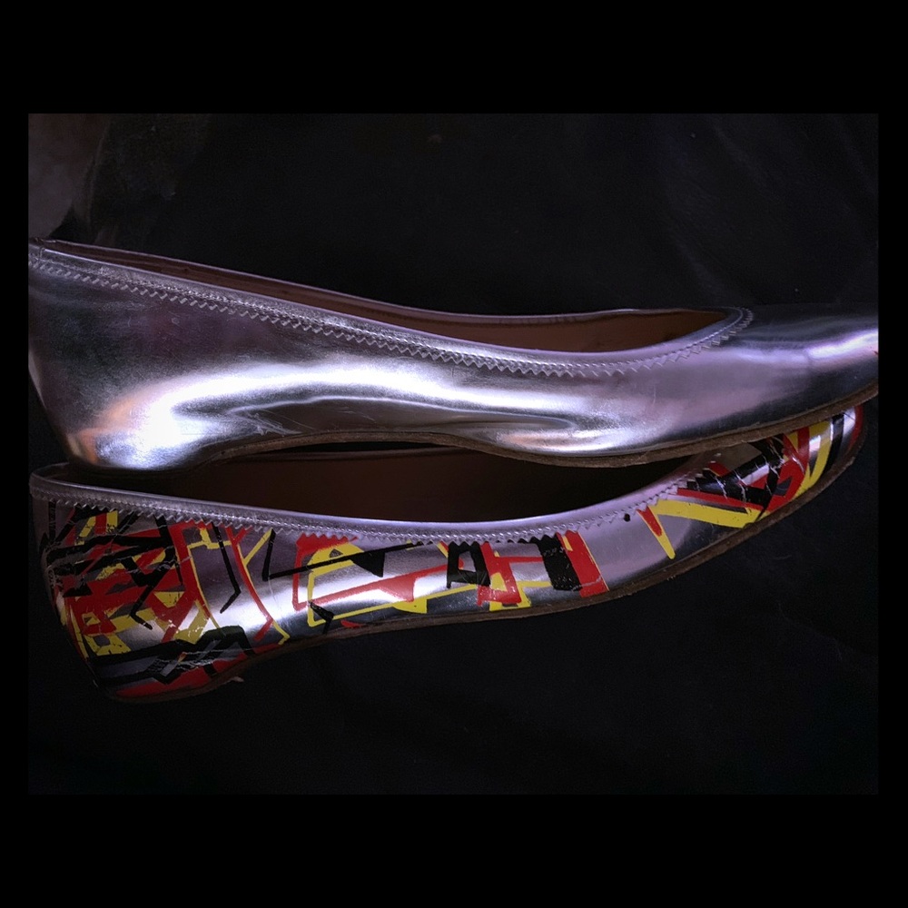 Christian Louboutin silver flats sz 40 US 9
